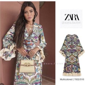 ZARA printed midi dress blogger kimono kaftan